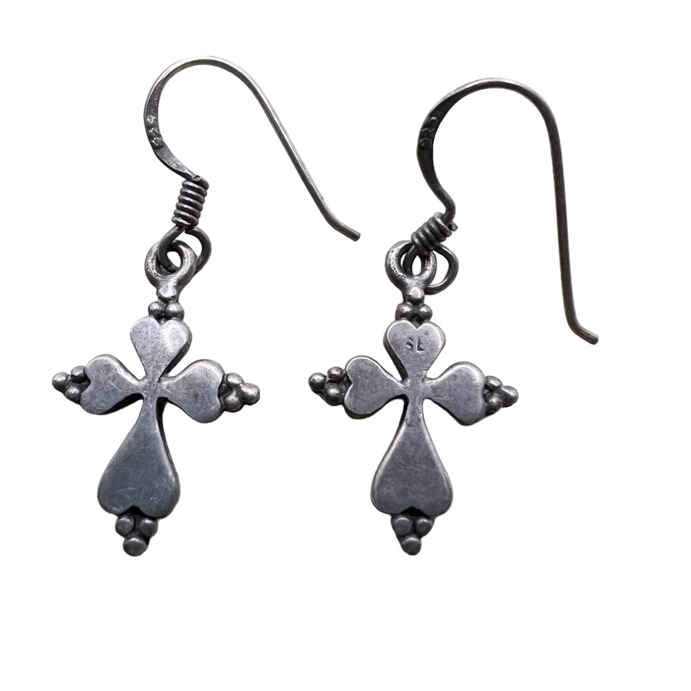 Sterling silver cross 925 dangle drop earrings